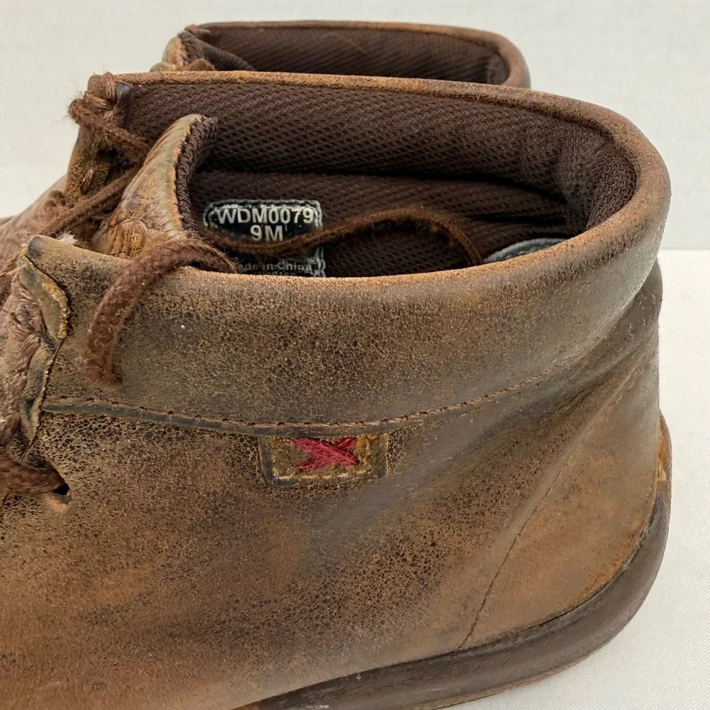 Twisted X Mens Driving Moc Brown Leather Embossed Floral Chukka Boots WDM0079 9M